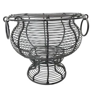 French Wire Pedestal Large Bowl Basket Farmhouse Decor
